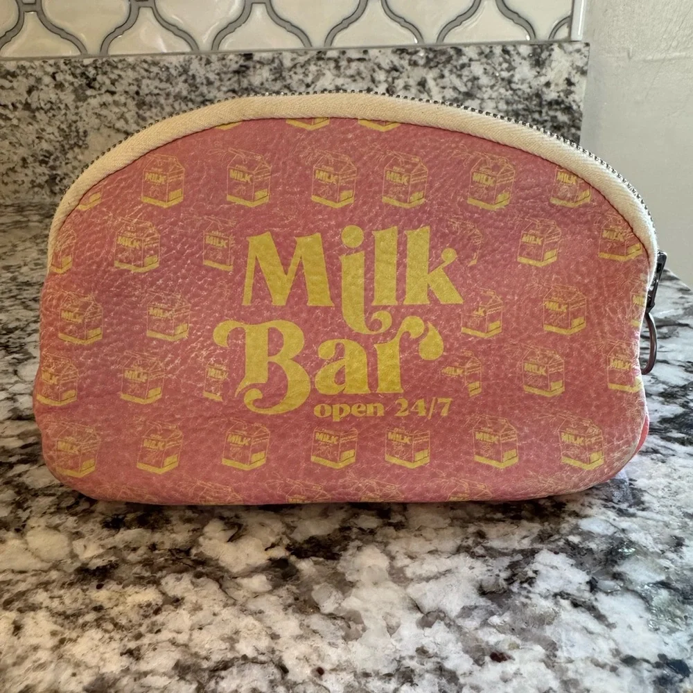 Freshly Picked + The little milk Bar COLAB Leather Milk Bar Cosmetic Pouch